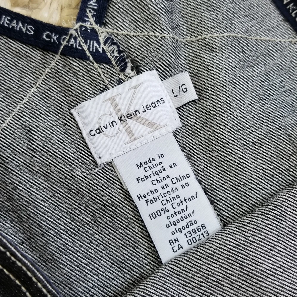 VTG 90s Calvin Klein Denim Overall Dress - Picture 12 of 16